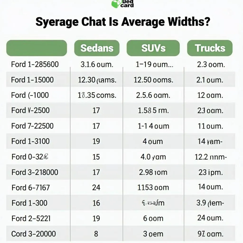 Car Width Comparison Chart