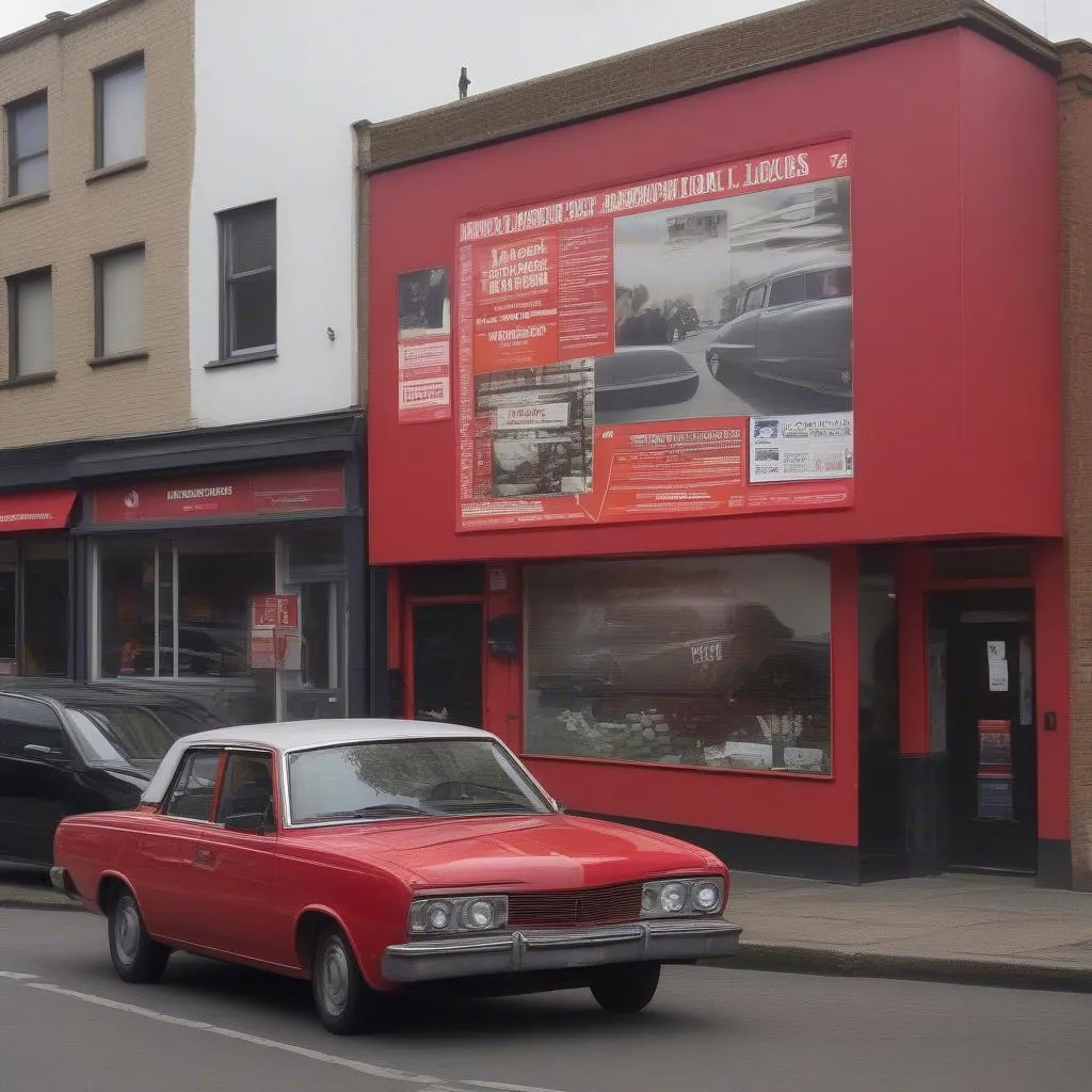 car with advertising poster