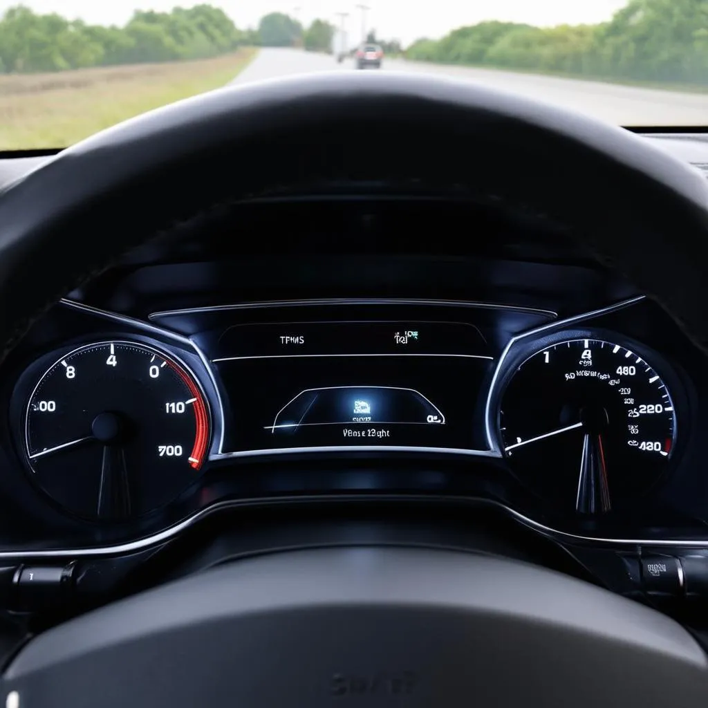 Car Dashboard with TPMS Light