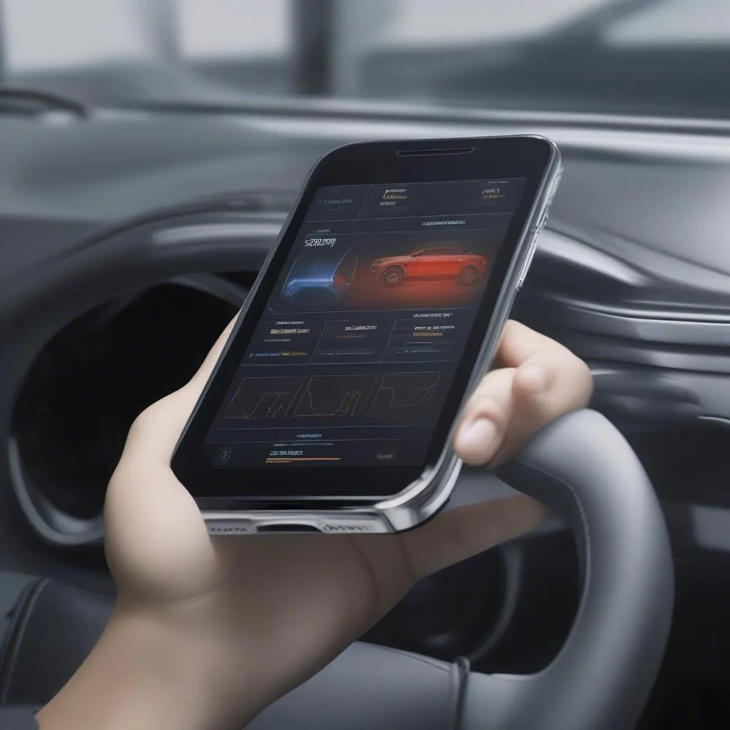 Car diagnostics data being displayed on a smartphone screen