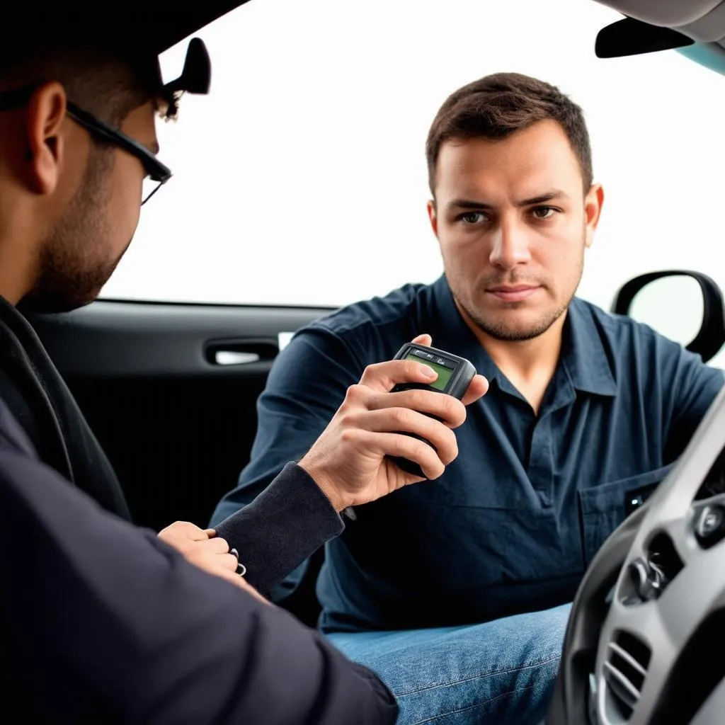 Car Owner Using Diagnostic Tool