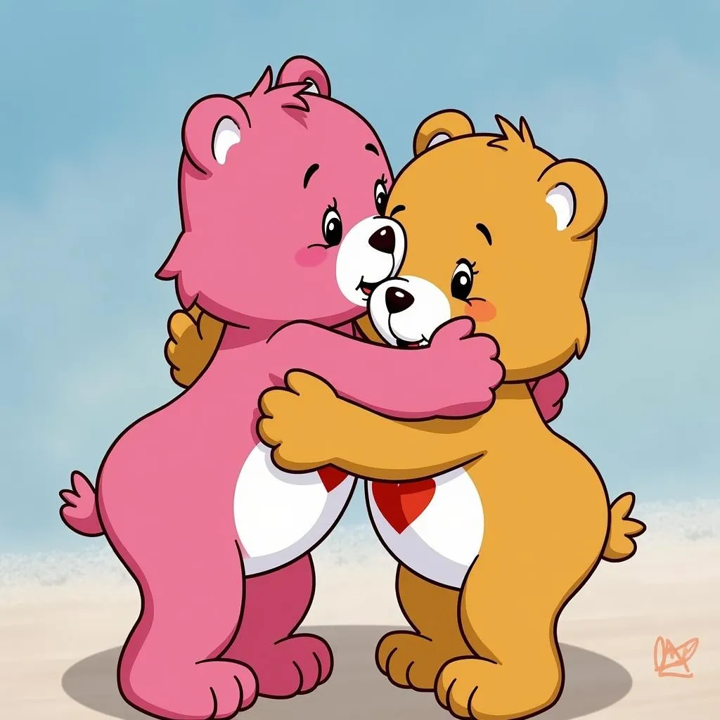 Care Bear Tenderheart Embraces Friend