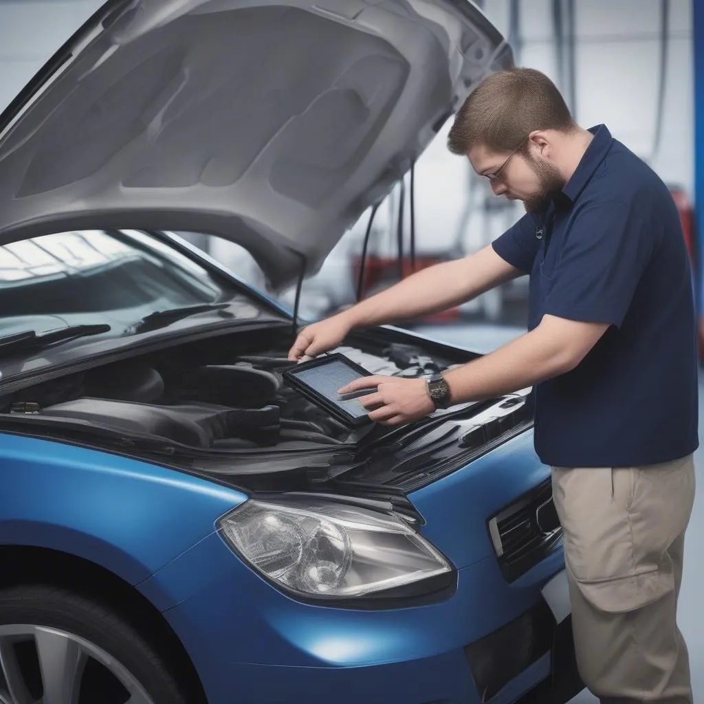 Professional Mechanic Using CareCar Scan Tool