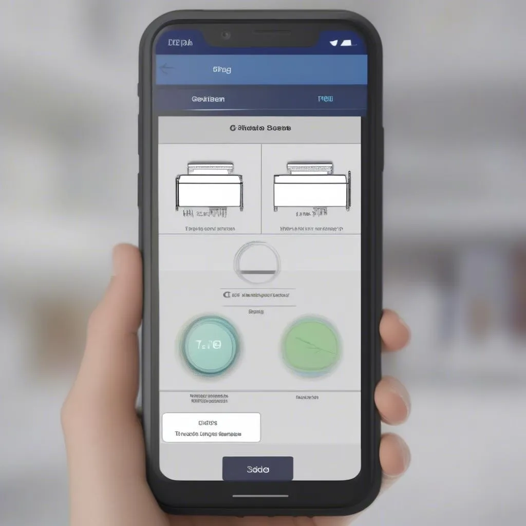 User-friendly app interface for a cell phone size scan tool, displaying diagnostic codes and troubleshooting tips