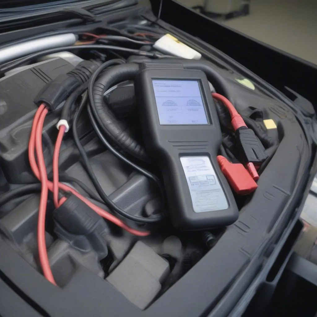 Centech scan tool connected to the OBD-II port of a European car