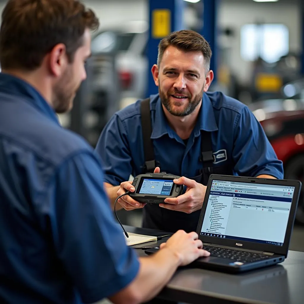 Mechanic updating Centech scan tool software