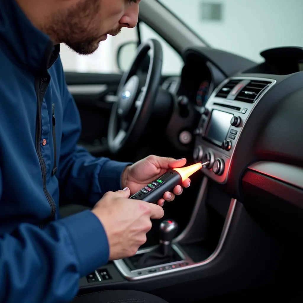  Mechanic Checking Car Fuses Subaru Legacy