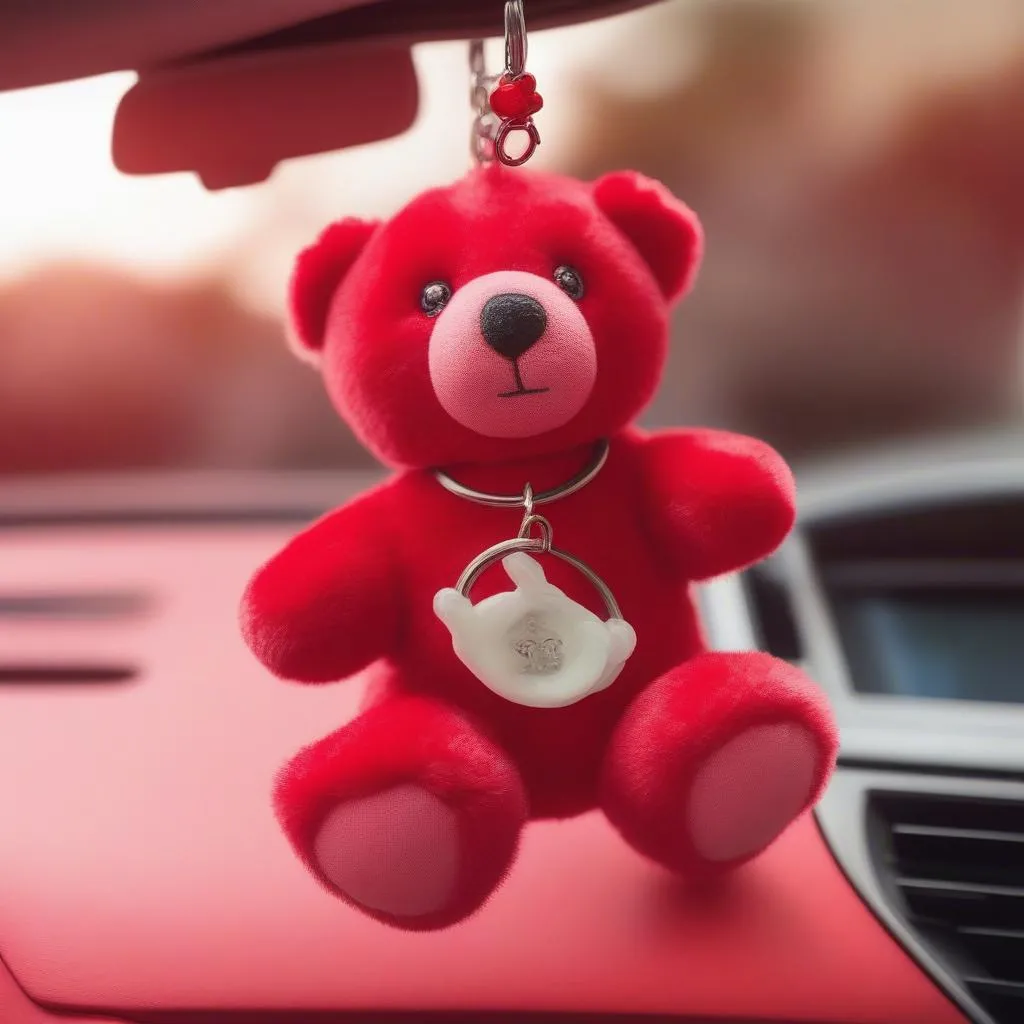 Cheer Bear Keychain in Car