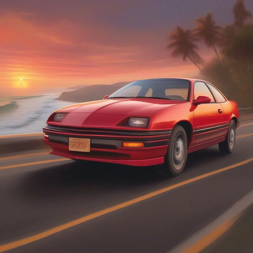 Chevy Cavalier driving on a coastal road