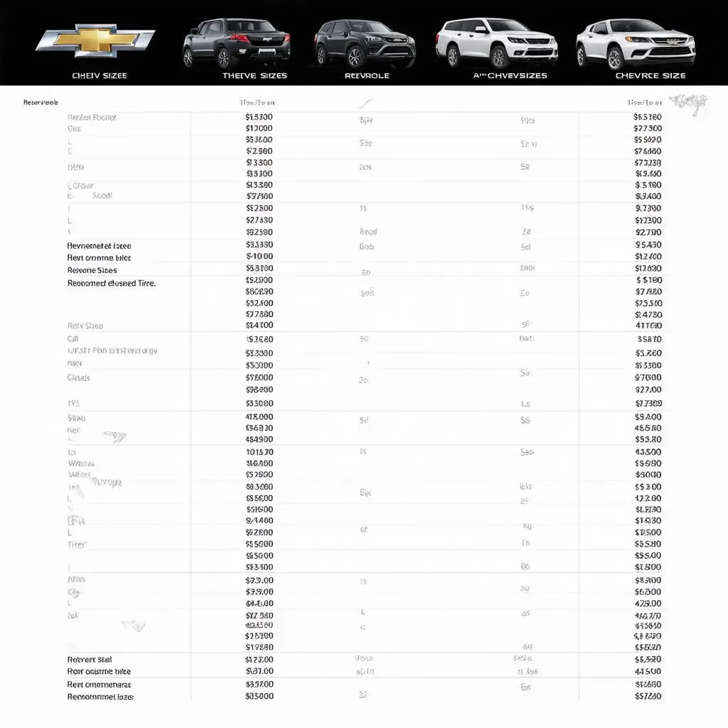 Chevy Tire Size Chart