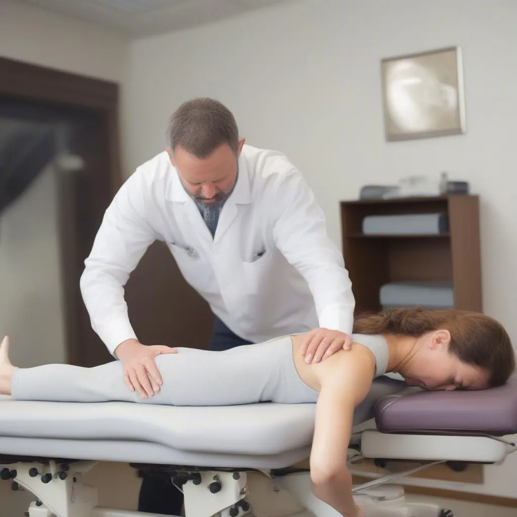 chiropractor adjusting spine