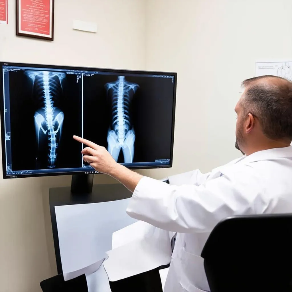 Chiropractor Examining X-ray