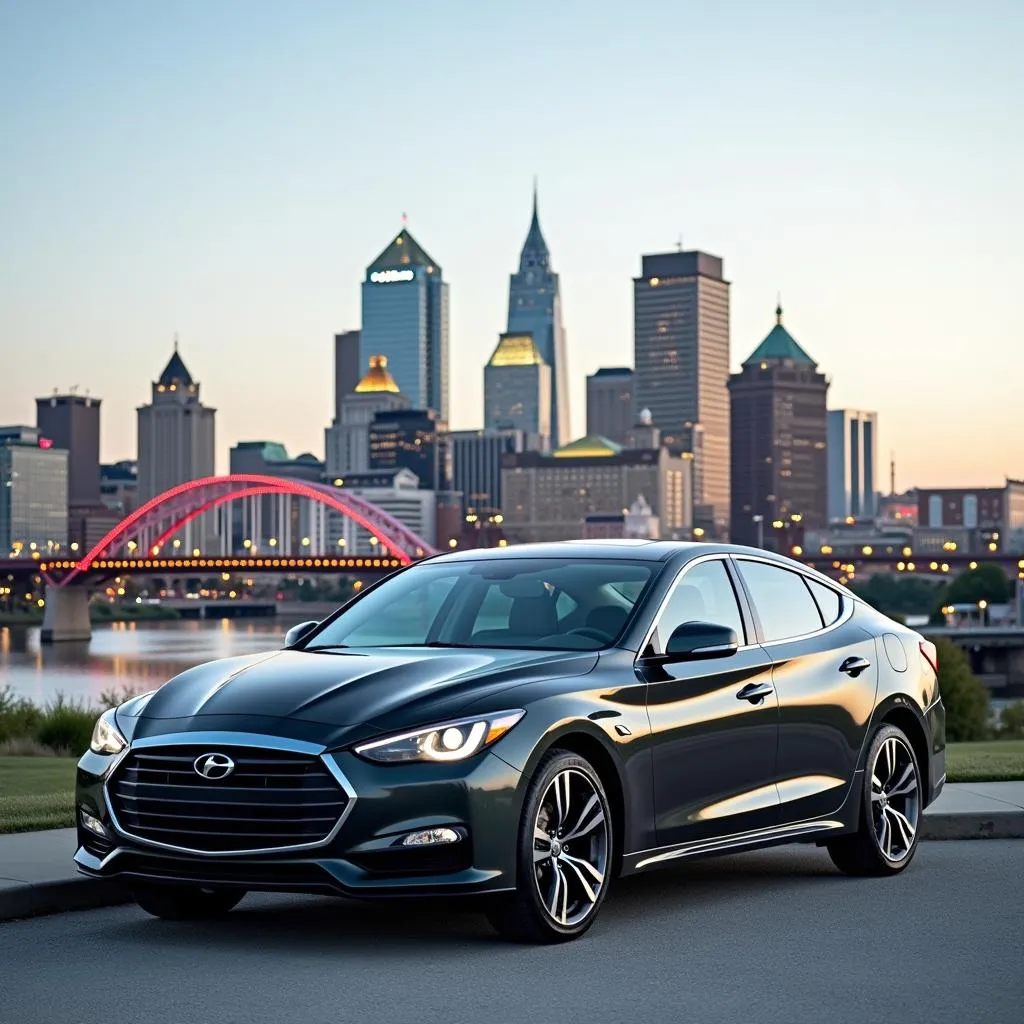 Cincinnati Skyline with Rental Car