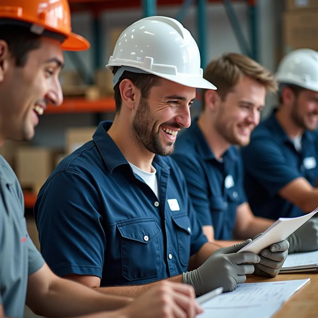 Employees working together at a Cintas facility