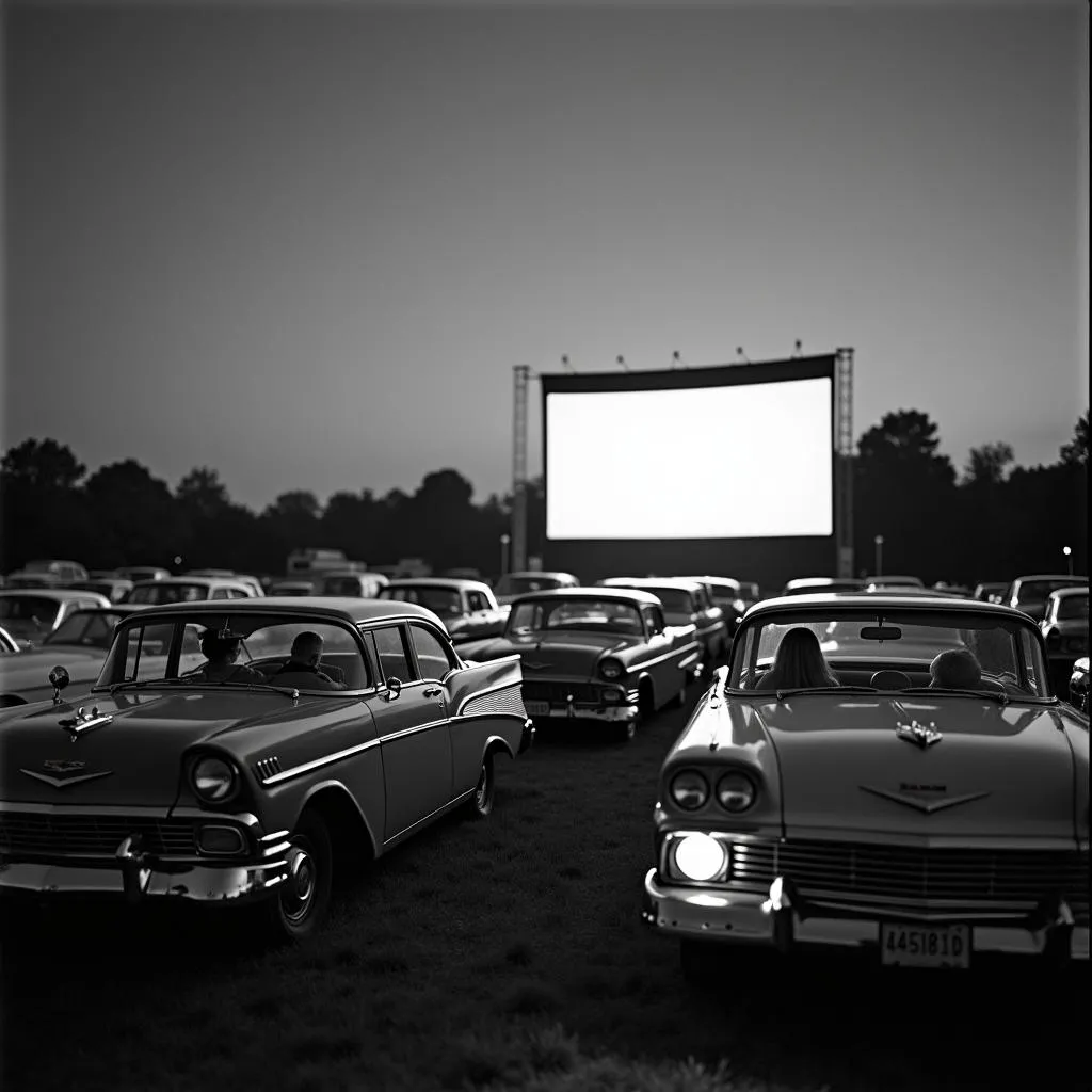 Vintage Cars at a Drive-in Movie