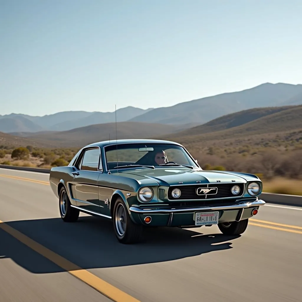 Ford Mustang on the open road