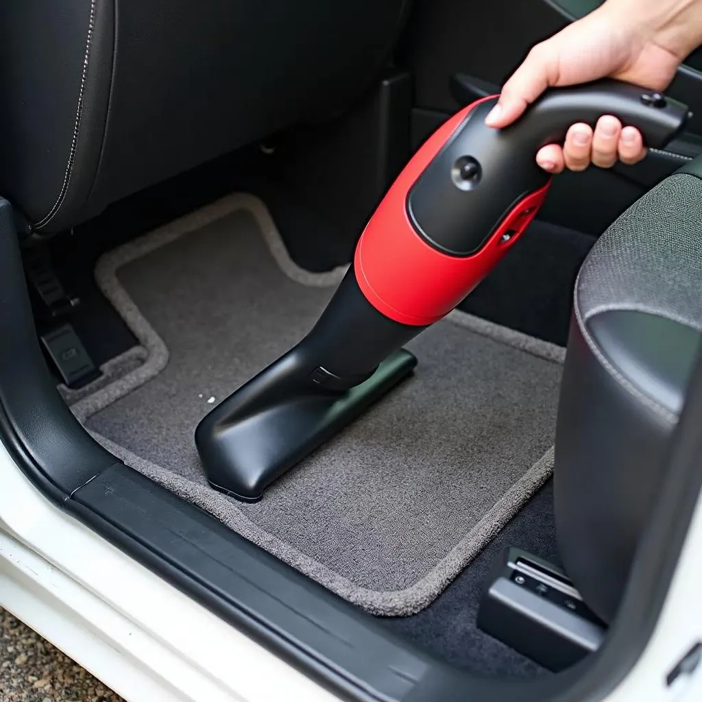 Cleaning Car Carpet with a Portable Cleaner