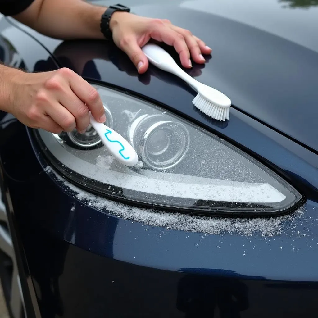 Cleaning car headlights with toothpaste