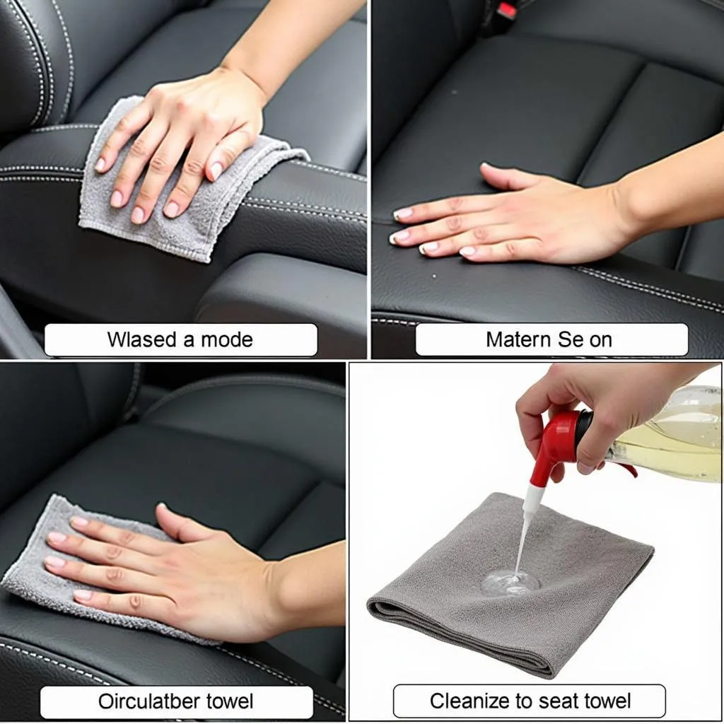 Cleaning Car Leather with Microfiber Towel