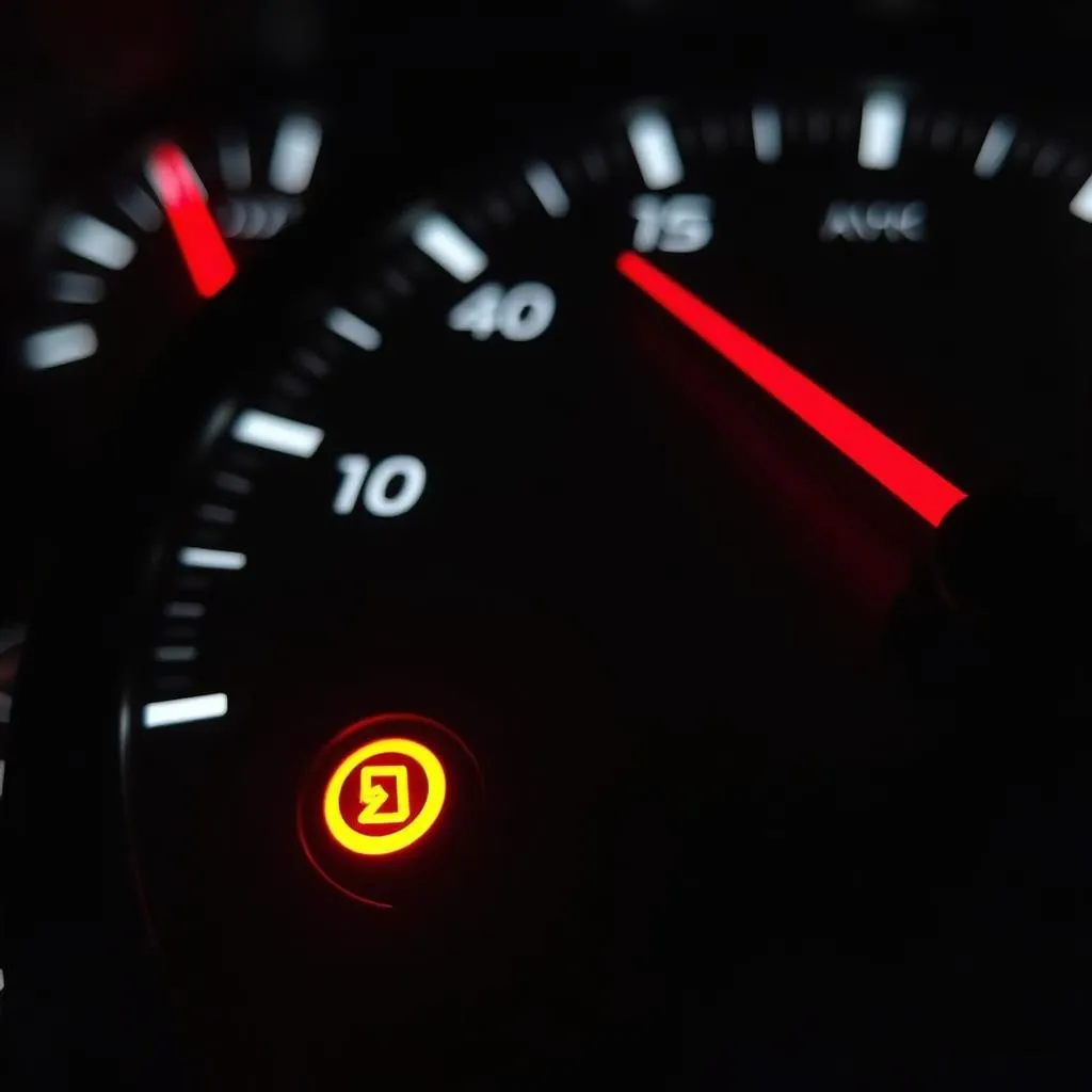 Illuminated Warning Lights on Car Dashboard