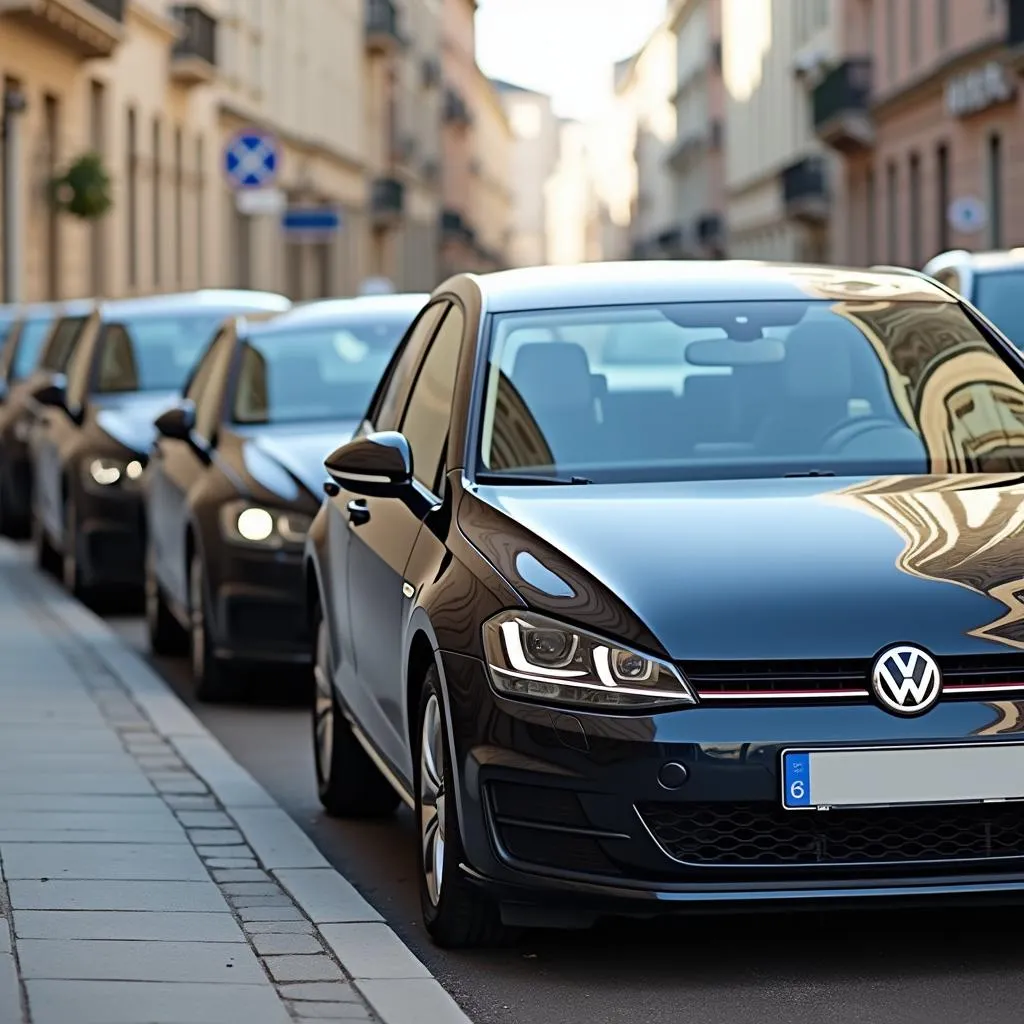 Compact German Cars Parked on a City Street