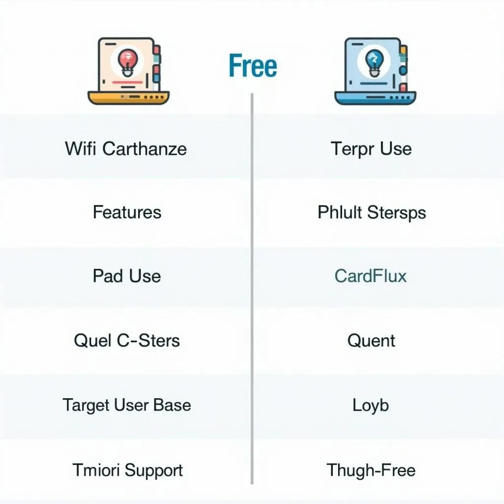 Comparison chart of free and paid Wifi analyzers