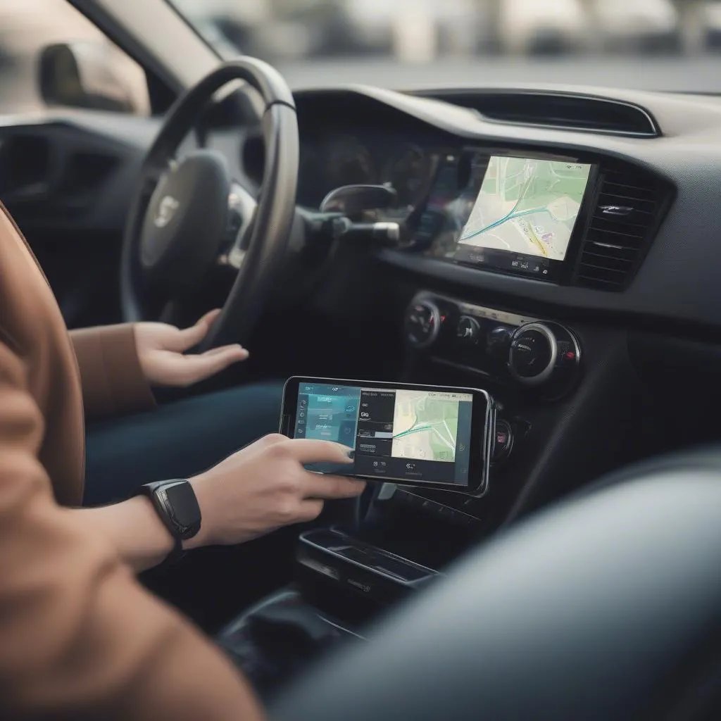 Car connected to smartphone