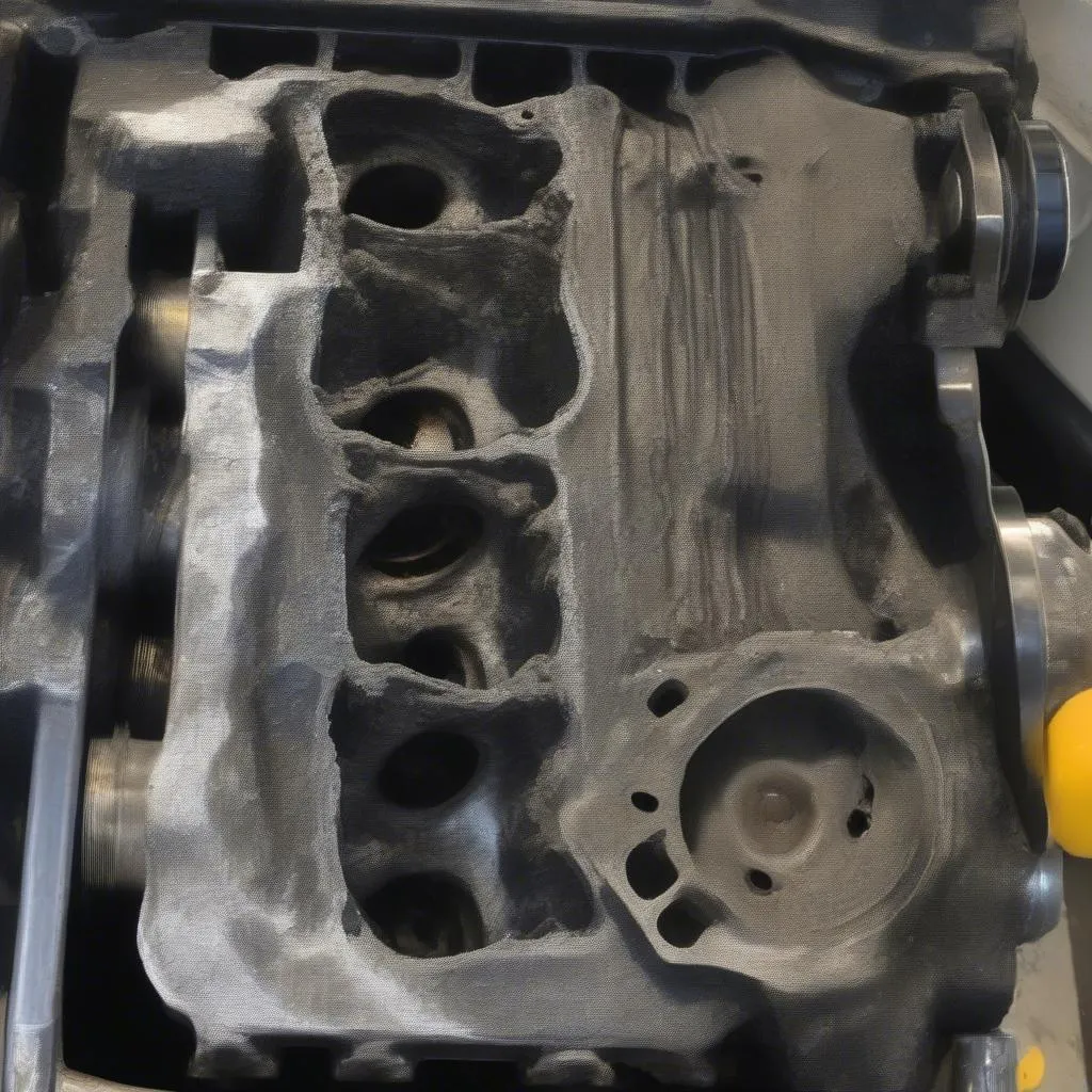 Engine damage caused by a coolant leak