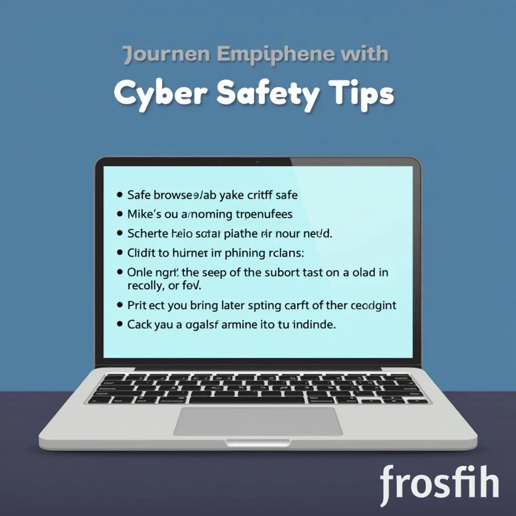 Cyber Safety Tips Displayed on a Laptop Screen