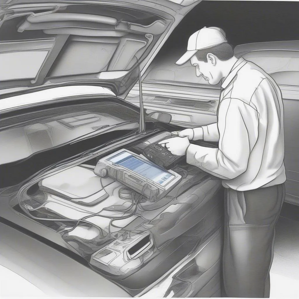 Dealer Scanner Diagnosing Error Codes in a European Car