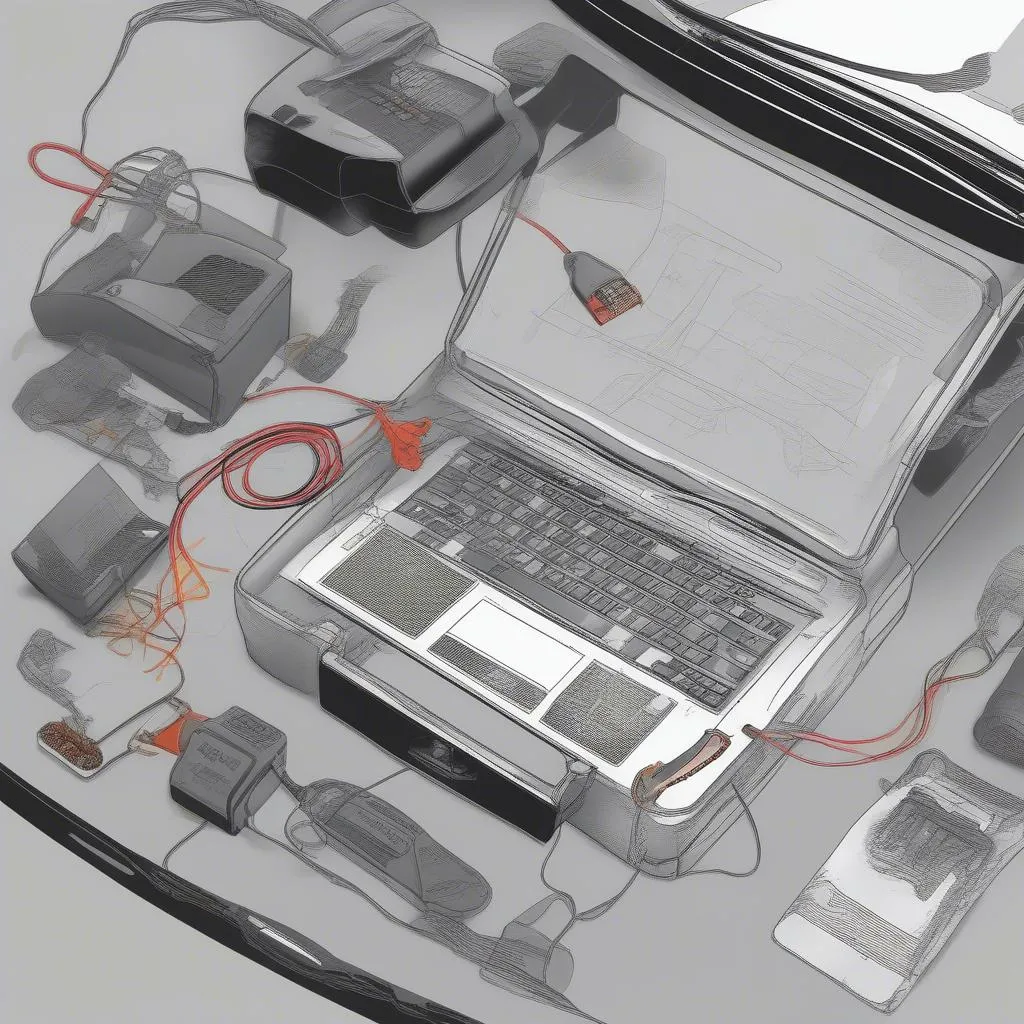 A Dealer Scanner connected to a European car's diagnostic port