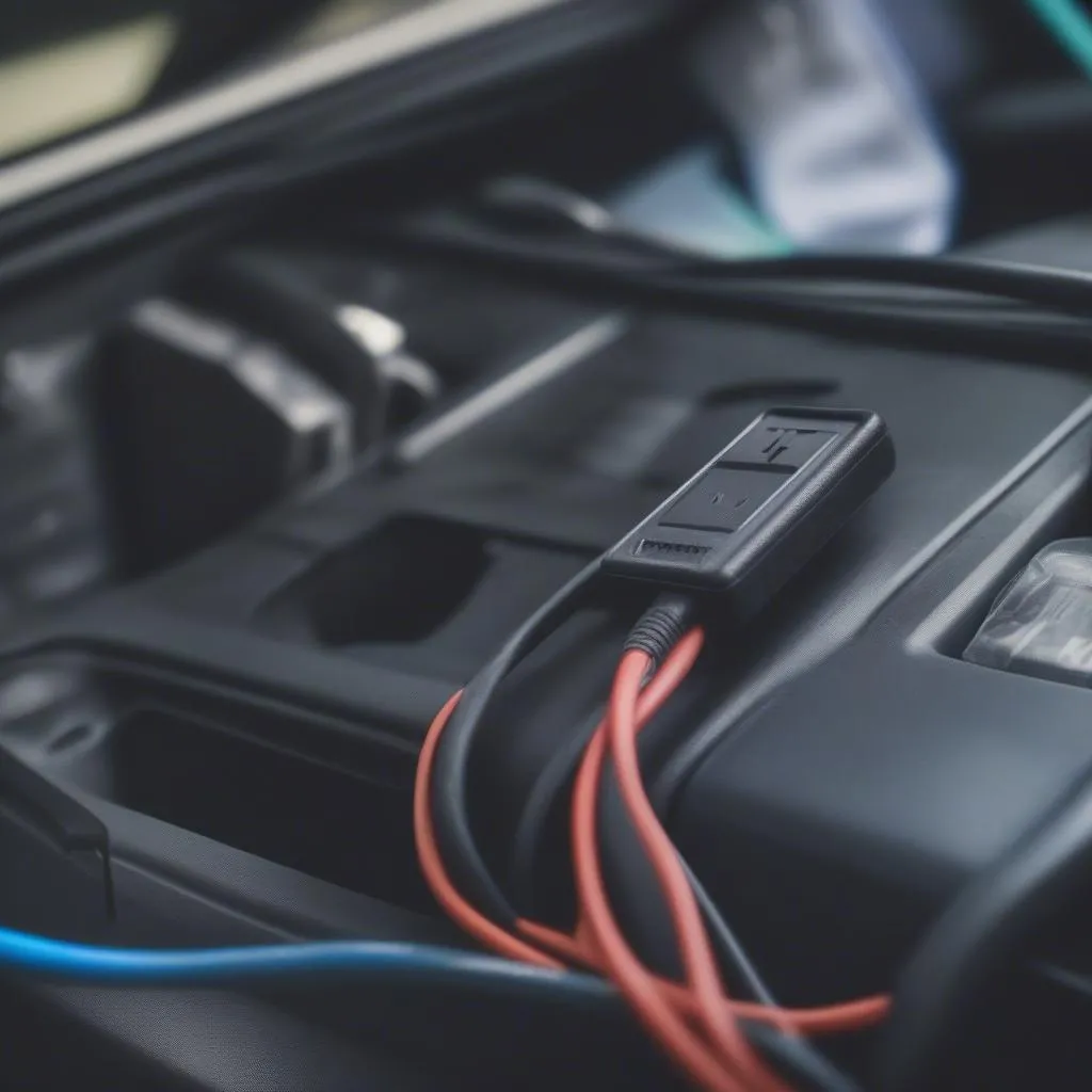 A close-up of a car's diagnostic port