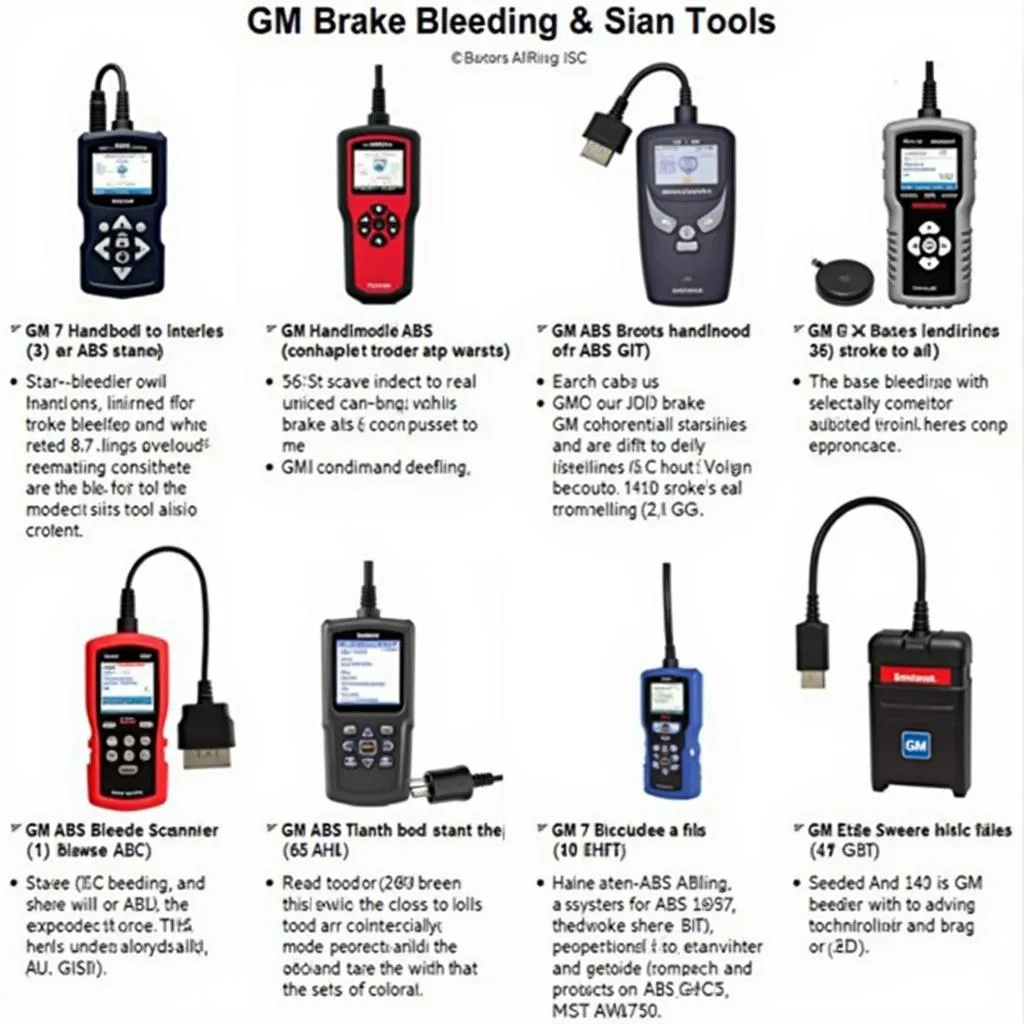 A variety of GM ABS brake bleeding scan tools on display