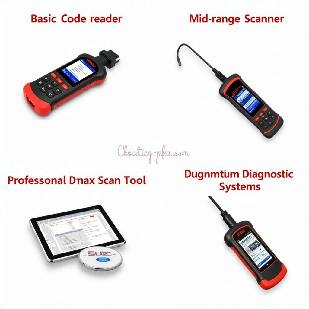 Various types of Isuzu D-Max scan tools on a workbench