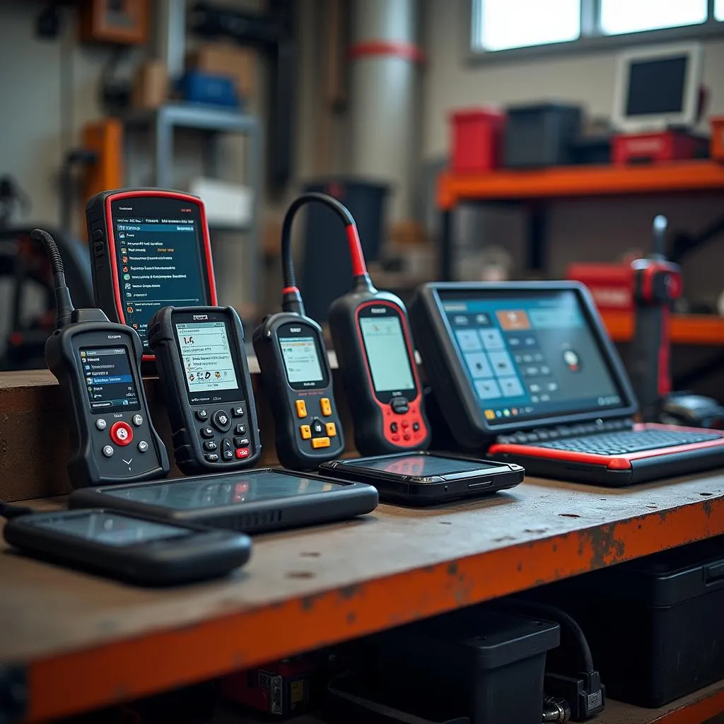 Various Nipper Scanning Tools Displayed on a Workbench