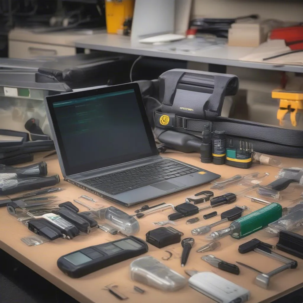 Various all data scan tools on a workbench