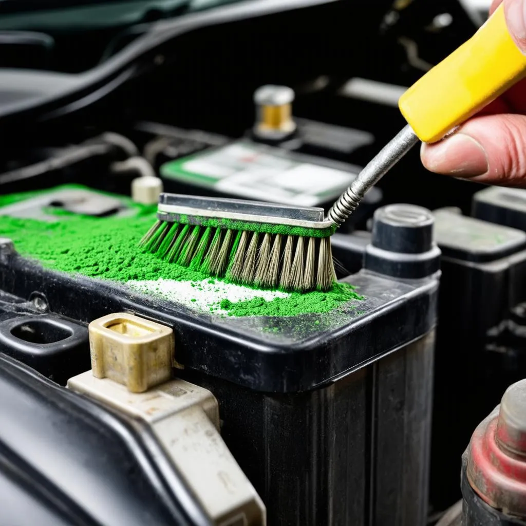 Cleaning corroded battery terminals