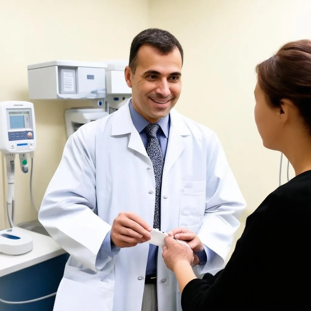 Doctor examining patient in urgent care