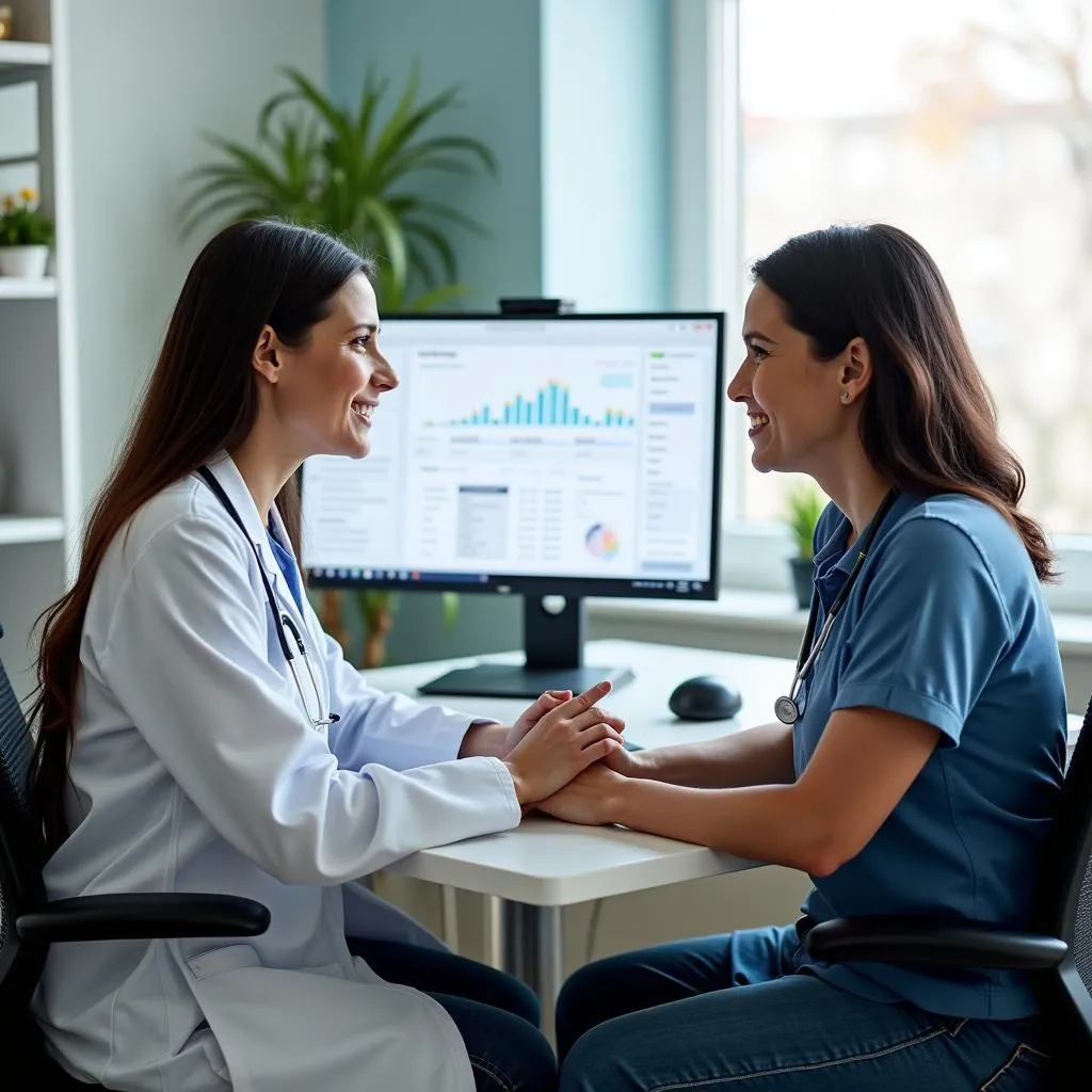 A doctor consults with a patient during a routine check-up.