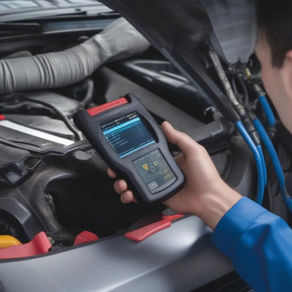 DRB3 scan tool diagnosing a problem in a European car