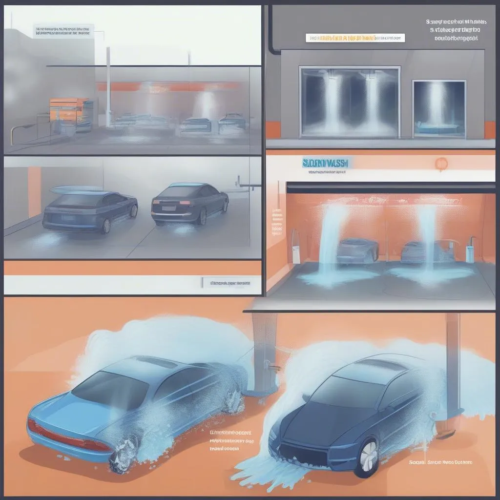 Drive-Through Car Wash Process Illustration