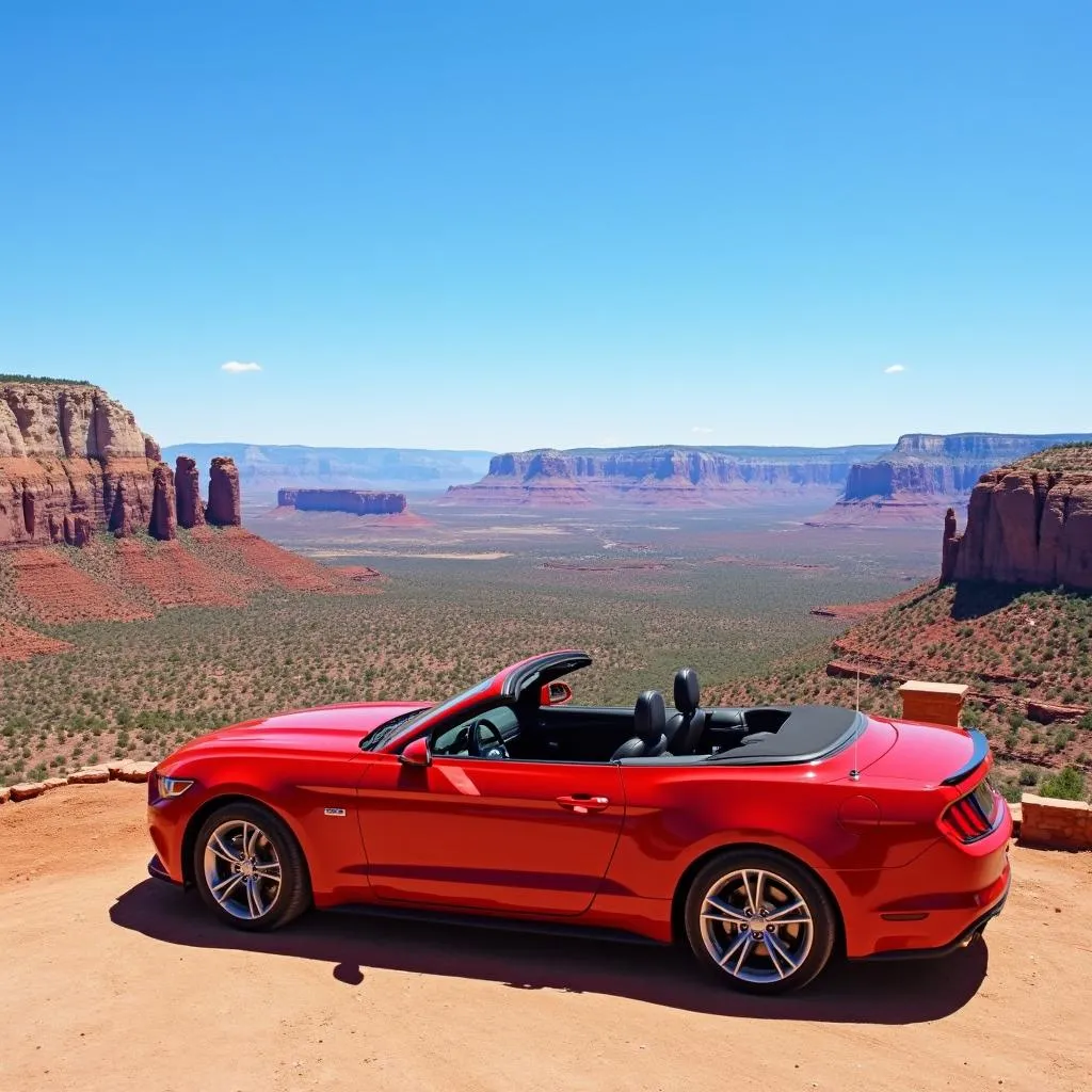 Rental car parked in front of Red Rock Canyon