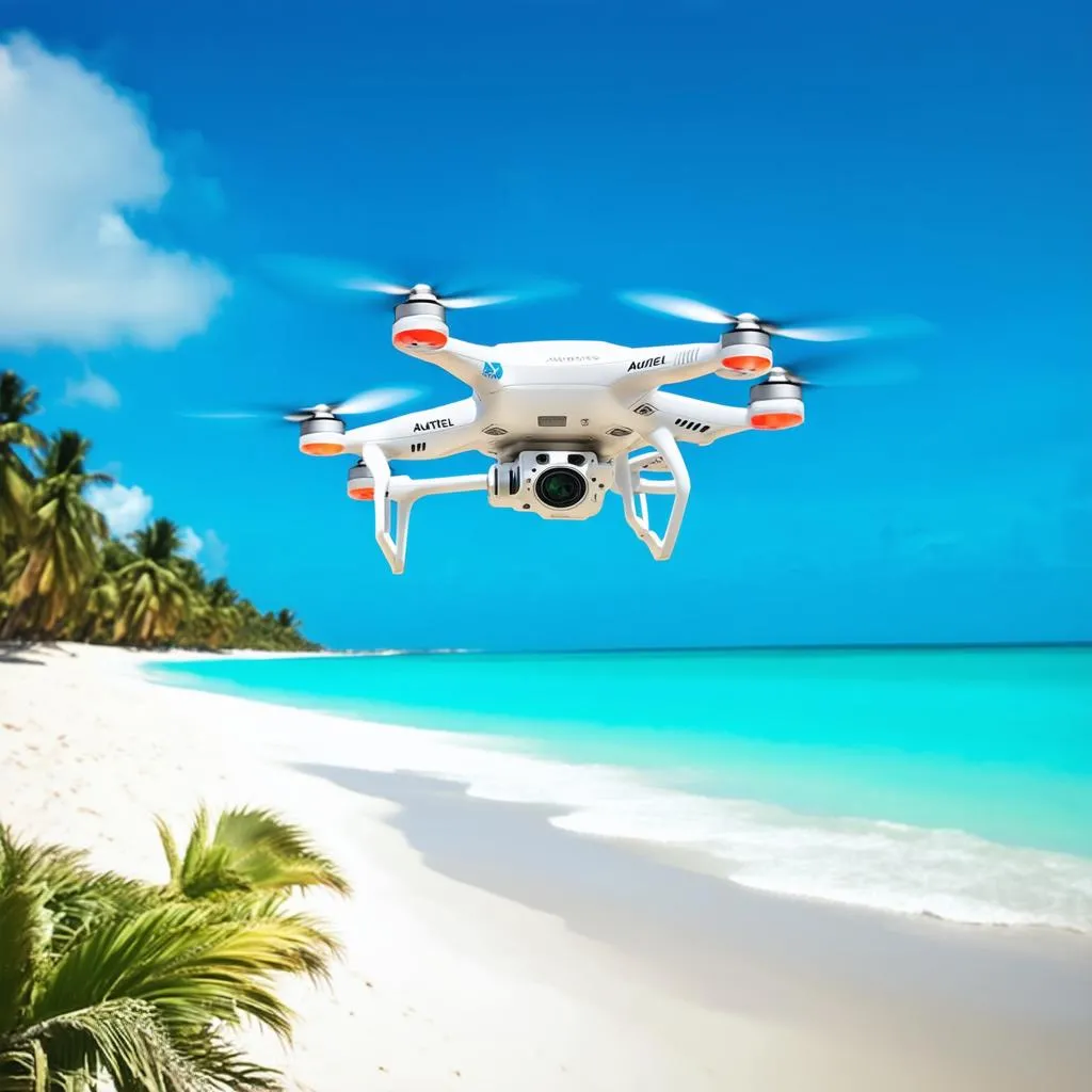 Drone Flying Over Beach