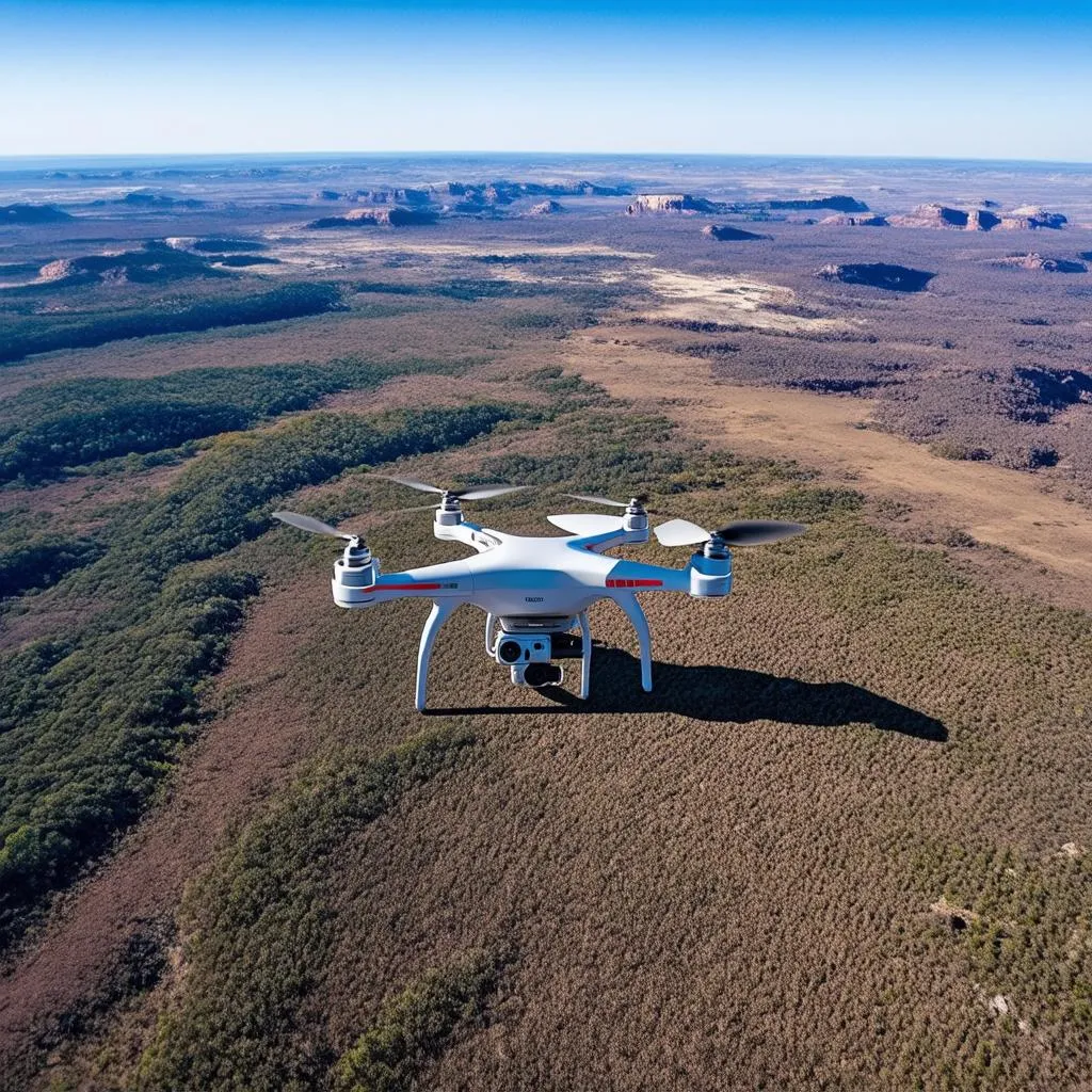 drone flying over landscape