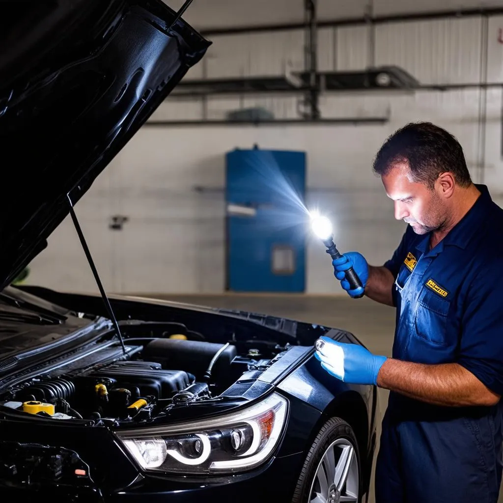 El Paso Mechanic Inspecting Car