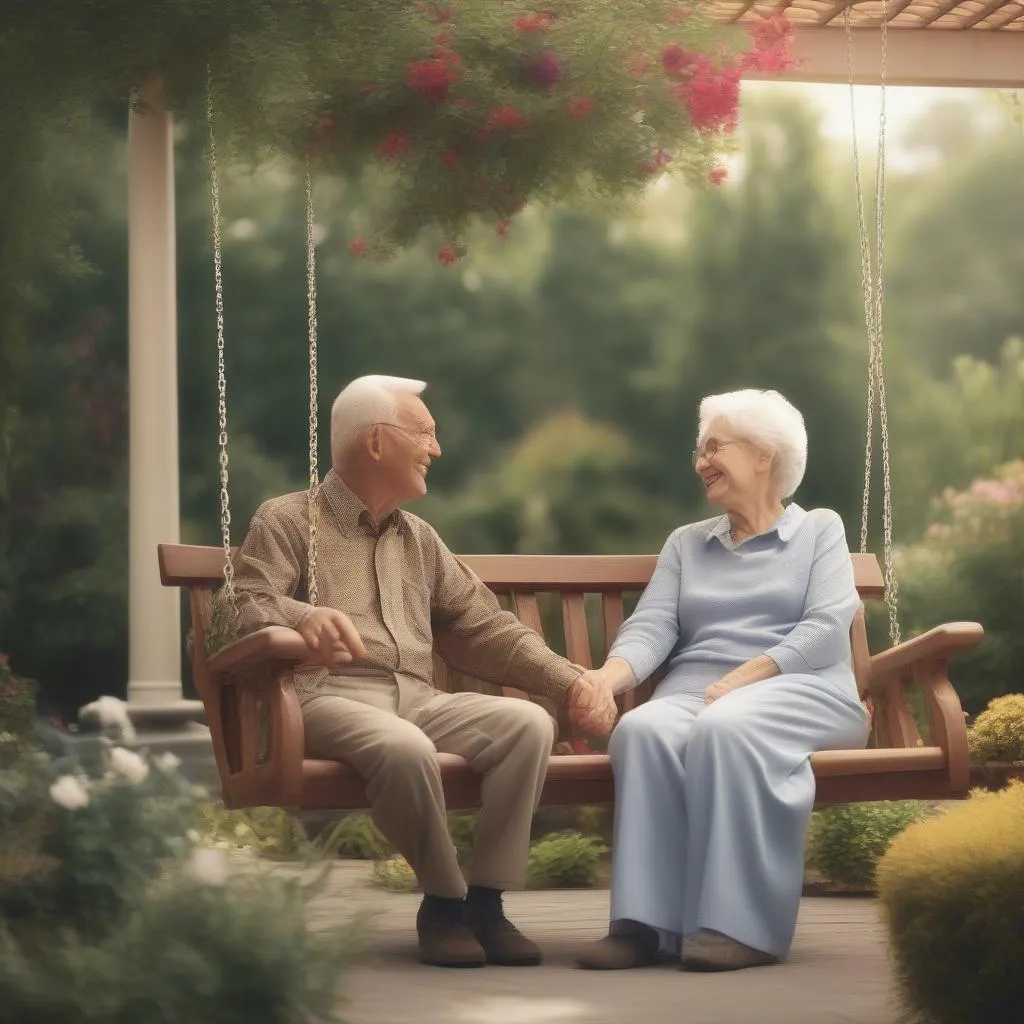 Elderly Couple Holding Hands