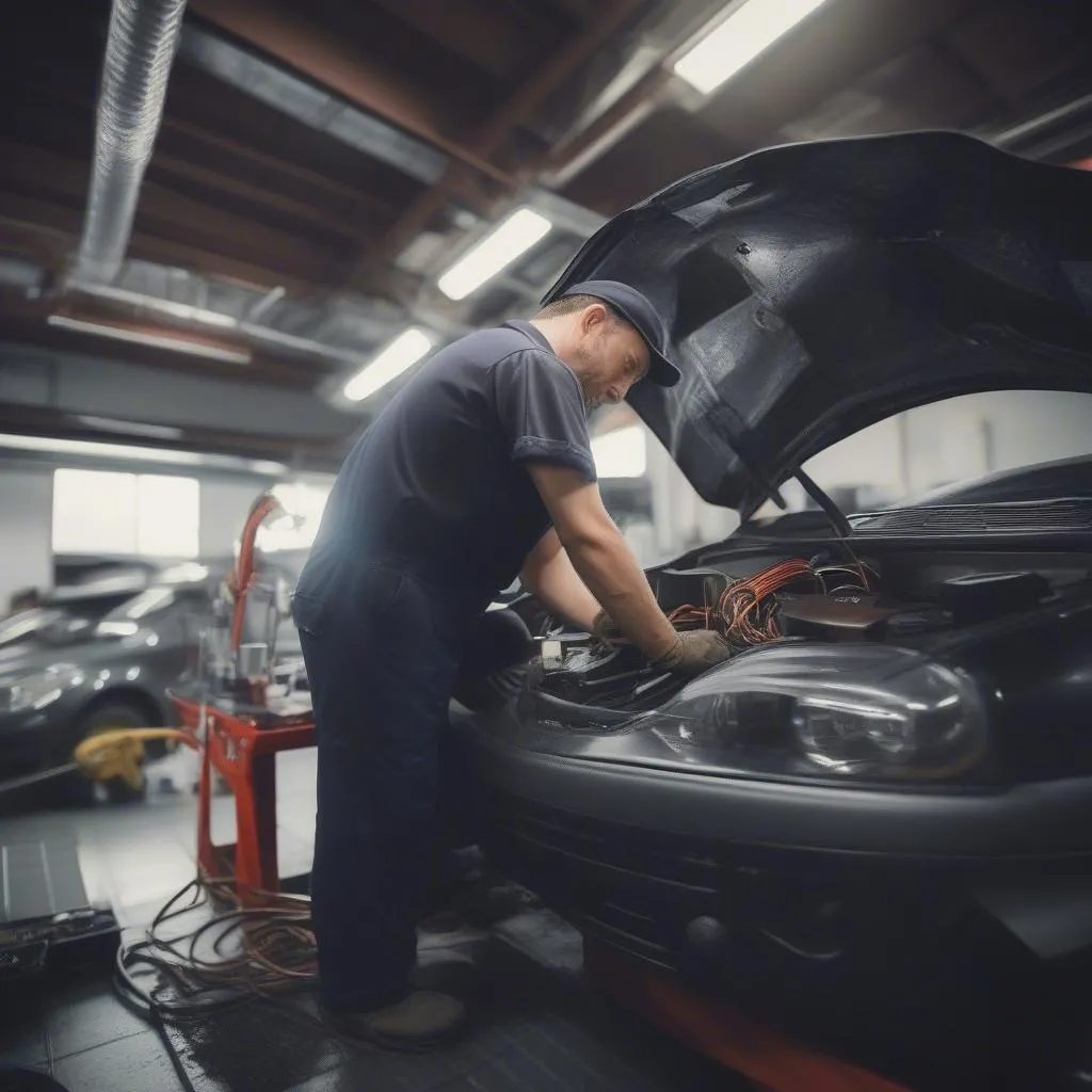 Mechanic Inspecting Car's Electrical System