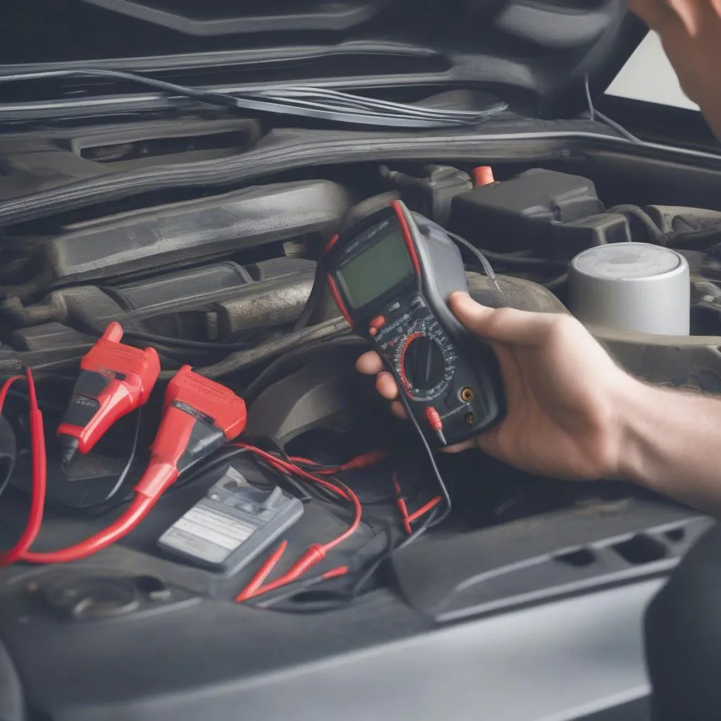 Multimeter in use