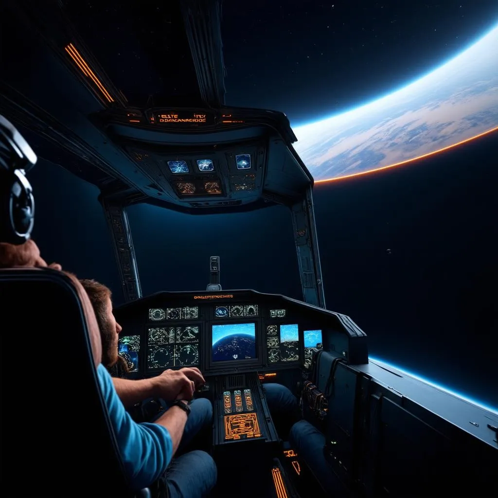 Elite Dangerous Ship Interior While Scanning a Planet