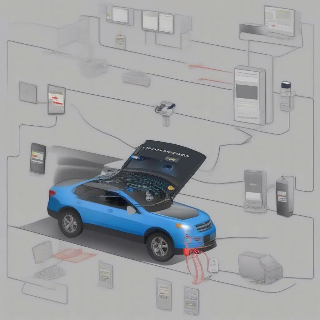 A mechanic using an Elm327 Bluetooth OBD2 scan tool to diagnose a car